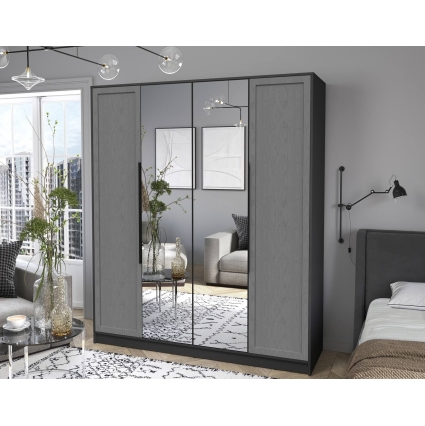 Шкаф распашной Тренд КТ-Ш4 (з) (Антрацит ЛДСП/ Дуб серый ЛМДФ) Ш1800 В2128 Г547